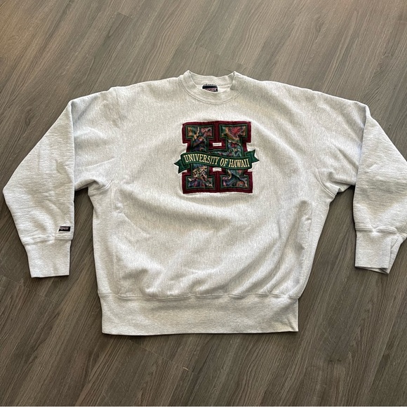 VINTAGE UNIVERSITY OF HAWAII JANSPORT Sweatshirt Made in USA Grey - Picture 3 of 9